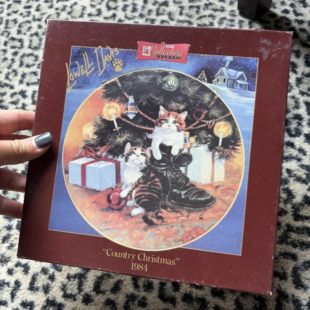 Lowell Davis Country Christmas‎ Cat Plate VTG Christmas In Box, 3835/7500 1984
